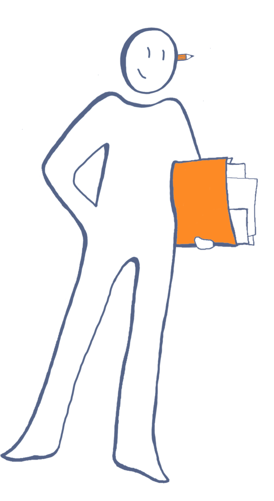 Illustration du programme Aspie-Friendly d'un étudiant avec des dossiers sous les bras